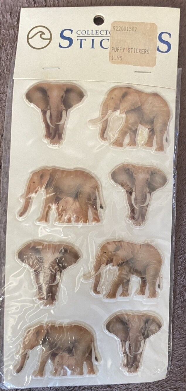 VINTAGE 1991 ELEPHANT STICKERS CALIFORNIA PACIFIC DESIGNS RAISED PUFFY NWT